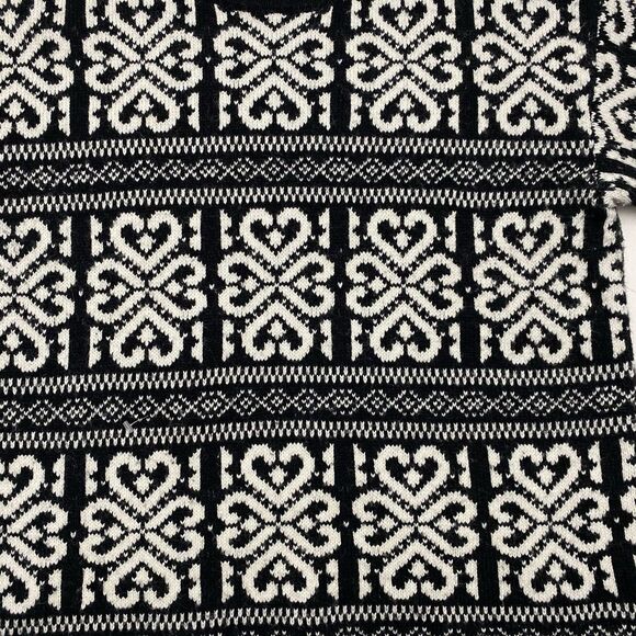 J Jill White Blackcream Nordic Celtic Hearts Wool Blend Sweater Women's Small - Picture 2 of 11